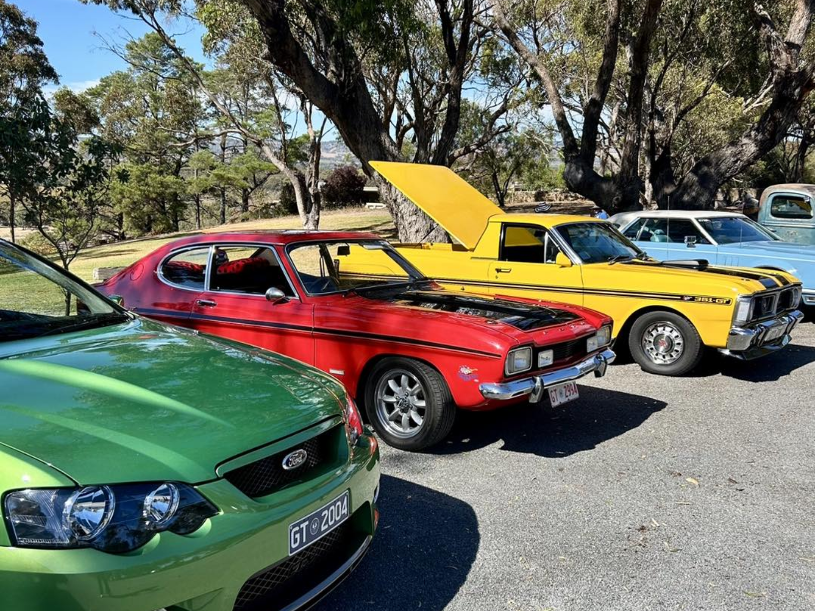 Classic Ford Falcon, Capri and Escort cars on display at Kay Brothers Winery McLaren Vale Vintage & Classic Weekend